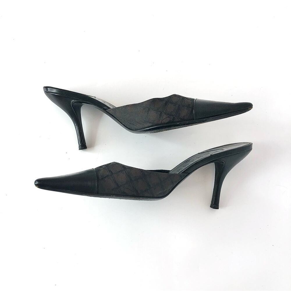 Vintage Chanel CC Logo Print Pointed Toe Mules Pumps 36.5 - Picture 5 of 8